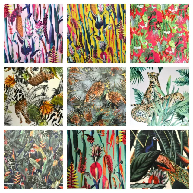 19 Designs - Exotic Tropical Jungle Botanical Printed Velvet Fabric