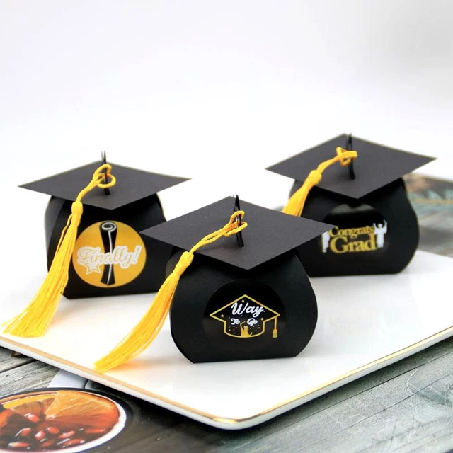 24pcs Congrats Grad Cap Shape Treat Boxes Graduation Party Candy Box Decor Y3