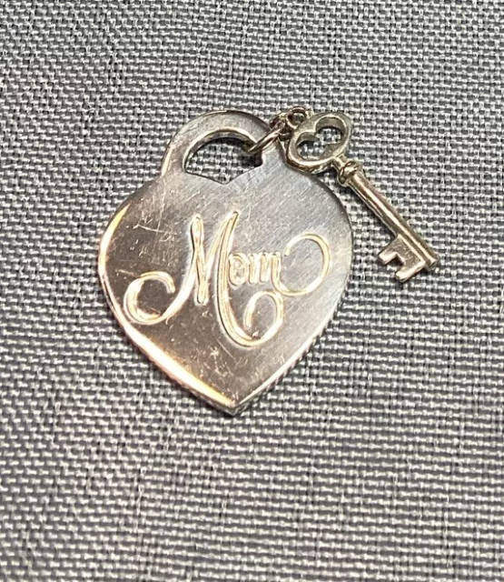 Tiffany & Co Sterling Silver Key To My Heart Pendant Engraved “Mom”