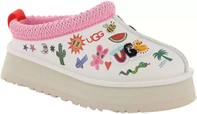 UGG TAZZ POP SKETCH 1155751 WHITE Women's Platform Suede Slippers