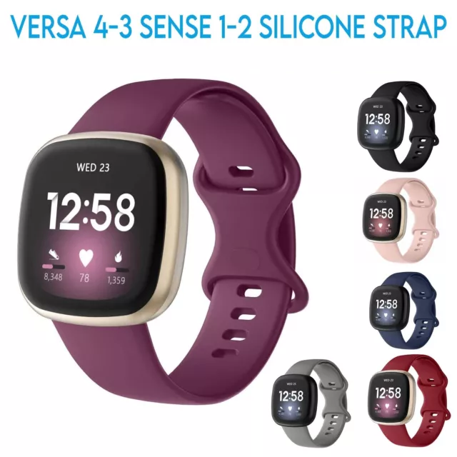 For Fitbit Versa 4 3, Sense 1 2 Soft Silicone Wrist Strap Replacement Watch Band