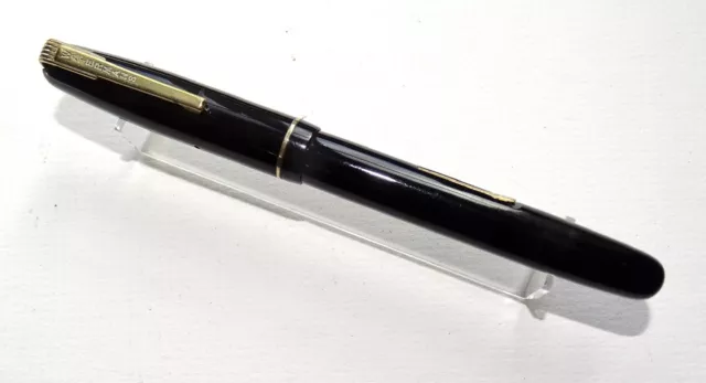 Vintage WATERMAN W2 FOUNTAIN PEN, Black GT, 14K W-2B NIB, Lever fill, UK, c 1946