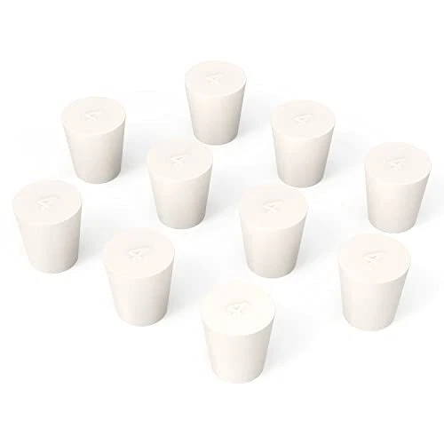 BorinGlass Solid Rubber Stoppers 10 Pack 4# White Tapered Lab Seal Rubber Sto...