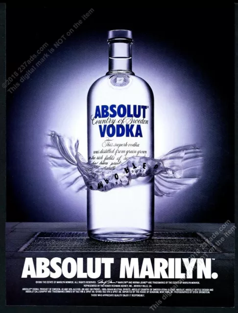 1998 Absolut Marilyn Monroe vodka bottle 7 Year Itch skirt vintage print ad