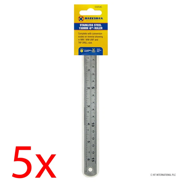 5 X 6& Stainless Steel Rule Metal Set Engineers Measuring Ruler Hand ...