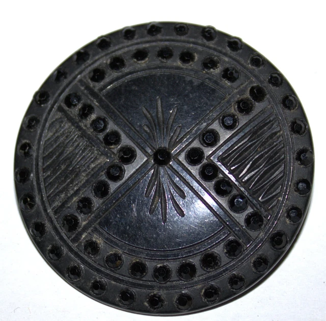 Broche De Deuil Ancienne Art Déco - Bakélite Noire Motif Marguerite - Occasion