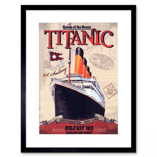 Travel Titanic Liner Disaster Queen Ocean Framed Print Picture Mount 12x16 Inch