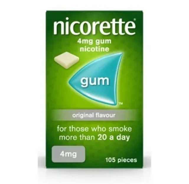Gomma aromatizzata originale Nicorette 4 mg -105 pezzi aiuto per smettere di fumare nuova lunga scadenza Gomma aromatizzata originale Nicorette 4 mg -105 pezzi aiuto per smettere di fumare nuova lunga scadenza