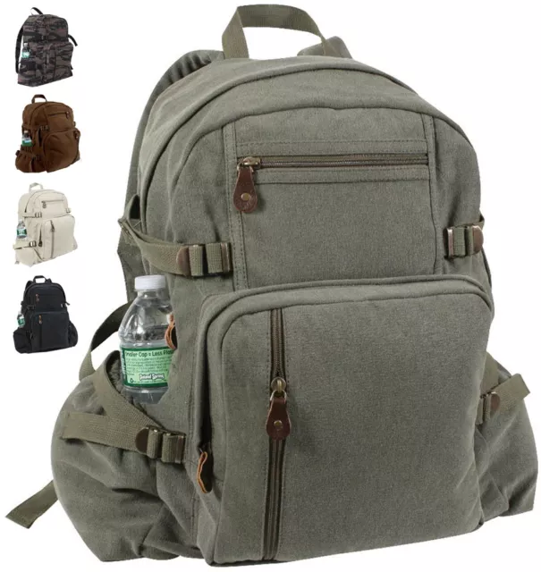 Large School Knapsack, Washed Canvas Big Pack Backpack School Work Travel Bag