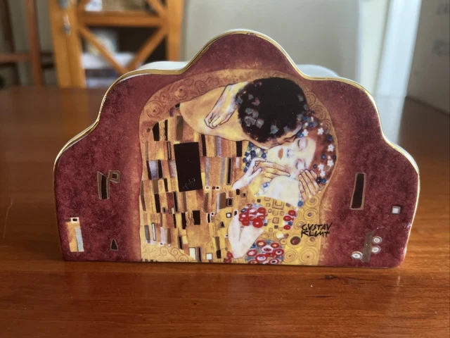 Soporte para servilletas de cerámica o estante para cartas Klimt the Kiss