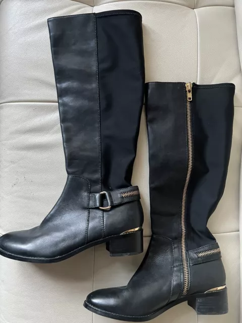 STEVE MADDEN Size 9.5M RYPERR Women's Black Leather Knee High Fashion Boots $139