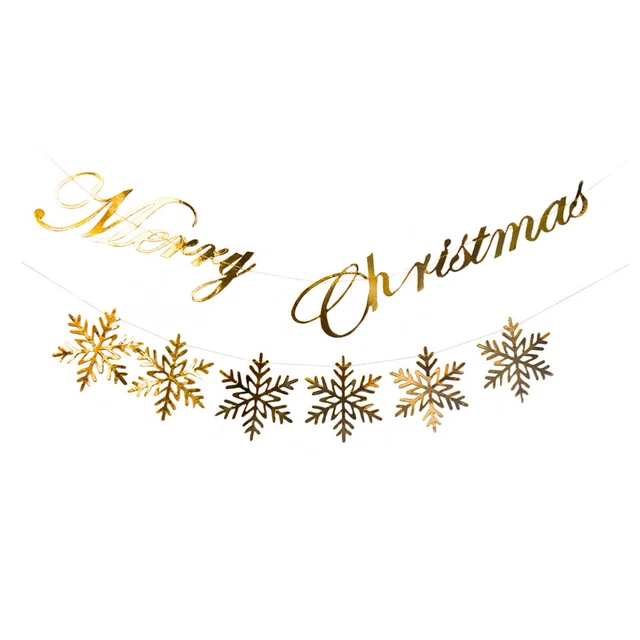 2 Stück Frohe Weihnachten Schneeflocke Dekorative Banner Party String Flags