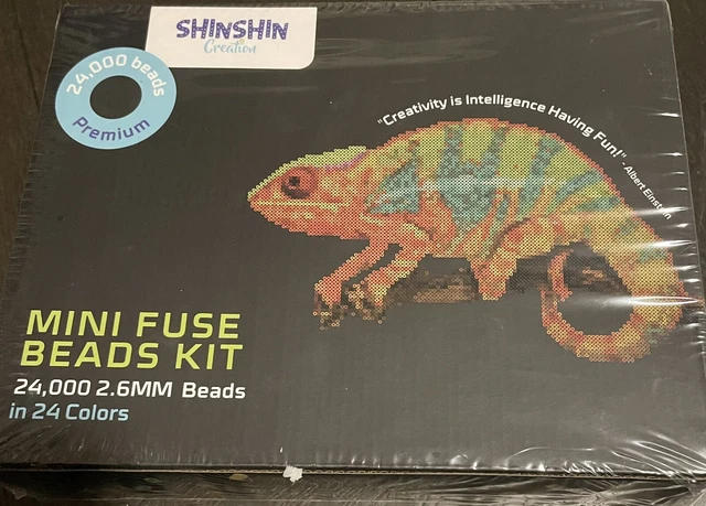 24,000 Mini Fuse Beads Kit 2.6MM Beads 5 Pegboards 2 Tweezers. Rare.