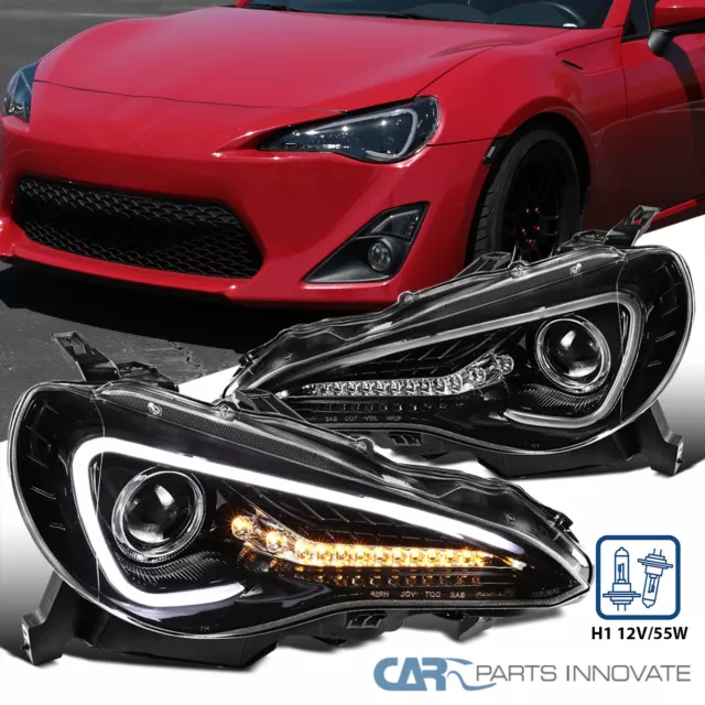 Fit 13-16 Scion FR-S Toyota Pearl Black Projector Headlights LED Signal Lamps