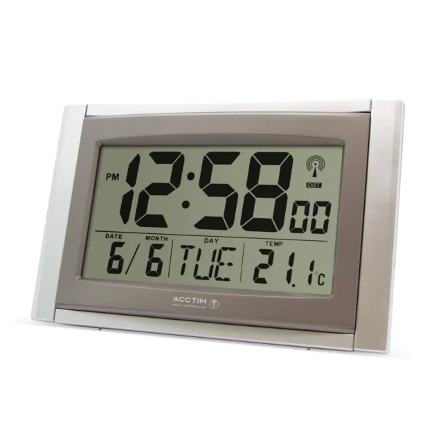 Acctim Stratus Digital Wall / Desk Clock Radio Controlled Tabletop LCD 2