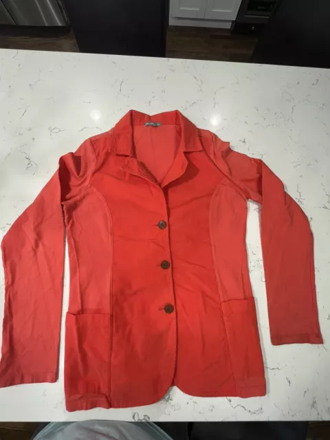 James Perse Bright Coral  Blazer 3 Button Cotton Womens Size 4 Casual