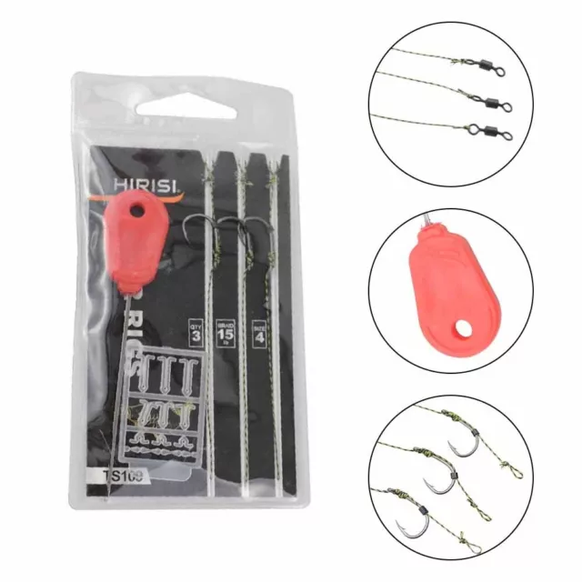 Set di 3 pz piattaforme per capelli pesca alla carpa con leader fluorocarbonio e