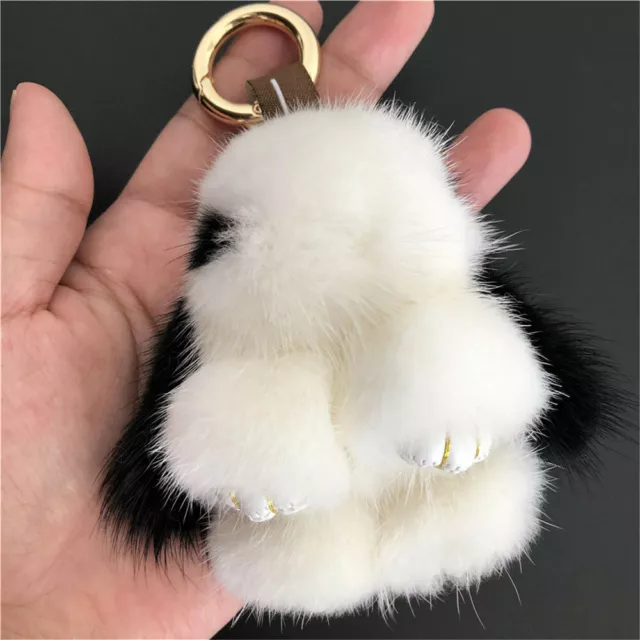 8cm Cute Real Mink Fur Rabbit Bunny Doll Toy Keyring Handbag Pendant Accessories 3