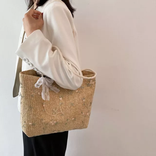 Women Woven Large Capacity Beach Tote Straw Bags Handbags Shoulder Bag
