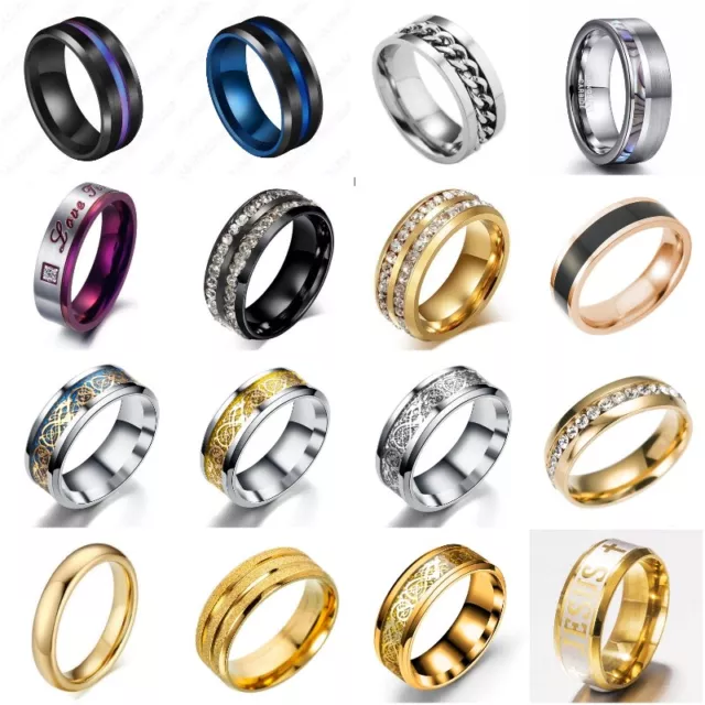 Stainless Steel Ring Band Titanium Men's SZ 6 to 12 Wedding Rings Man Jewelry