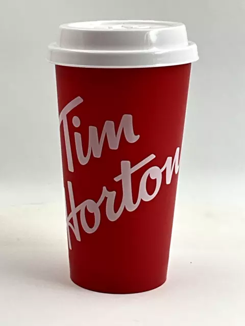 Tim Hortons 2019 Canada White Maple Leaf Travel 16oz Coffee Cup Washable Plastic