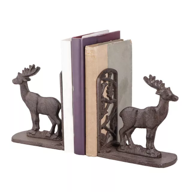 Cast Iron Stag Shaped Book ends Heavy Vintage Style Home Bookends Set of 2