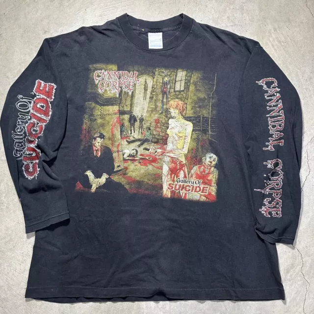 VTG Cannibal Corpse Gallery of Suicide Graphic T Shirt Adult XL Black Metal