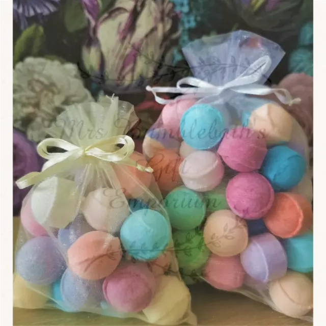 Mini Scented Bath Bombs Marbles Chill Pills Fizzes Gift Wrapped Organza Bag Set