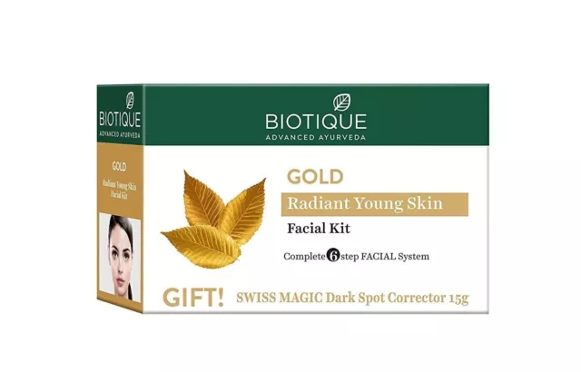 Biotique Bio Gold Radiance Facial Kit para piel joven radiante (paquete de 1)