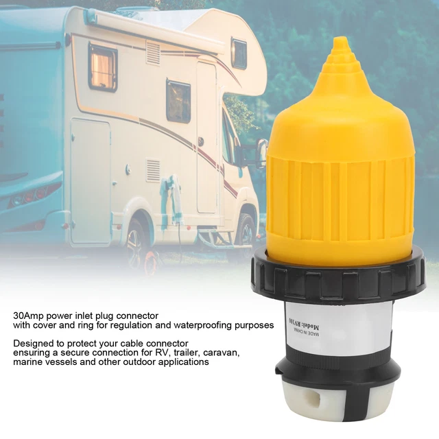 Car RV Cord Connector Locking Plug W/Cover Power Socket 30Amp 125V For Caravan