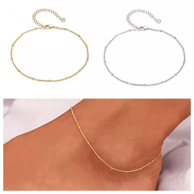 UK Women Ankle Bracelet 925 Plated Silver Anklet Foot Chain Boho Beach Fashion