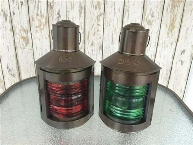 Star Bord Lantern Set Vintage Nautical Metal Port Lantern Of 2 Ship Oil Lamp