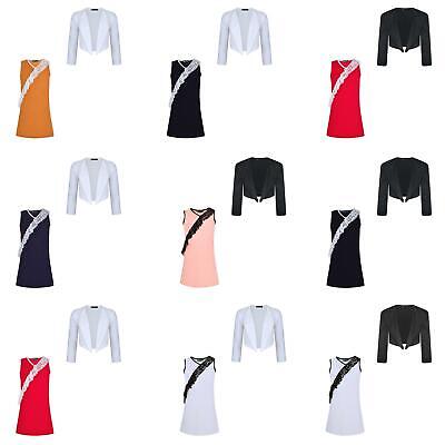 Girls Lace Frill Sleeveless Dress Bundle with Long Sleeve Shrug Bolero 3-14 Y
