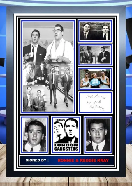 258) the kray twins ronnie & reggie kray signed a4 photograph framed unframed.