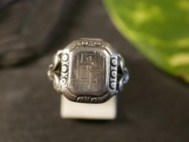 Toller Silber Ring Siegelring Klein Initialen Monogramm Jugendstil Art Deco