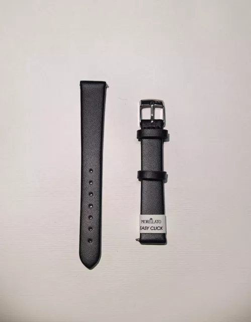 cinturino per orologio Morellato in vegan pelle morbida nero liscio 14mm