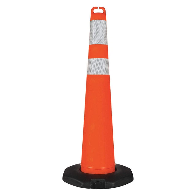 GRAINGER APPROVED 45YJ69 Traffic Cone,Orange,with Reflective Tape