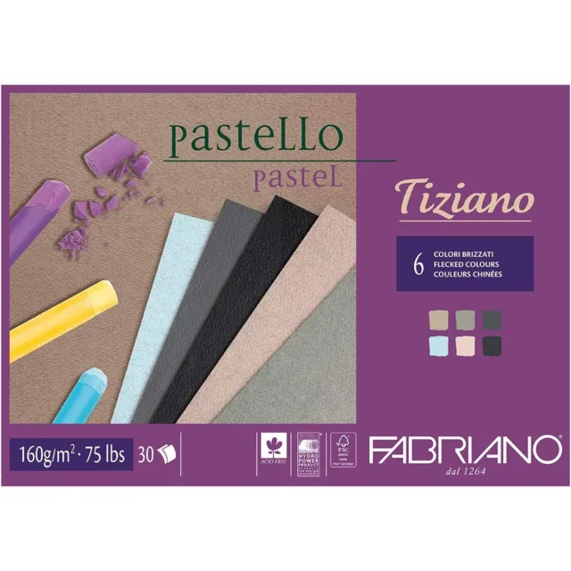 A3 Fabriano Tiziano Pastel Paper Pad BRIZZATI. 6 Shades. Artists Pastel Drawing