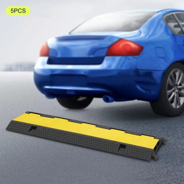 5Pcs 2 Channel Cable Protector Ramp Speed Bumps Wire Hose Cover Guard 11000lbs