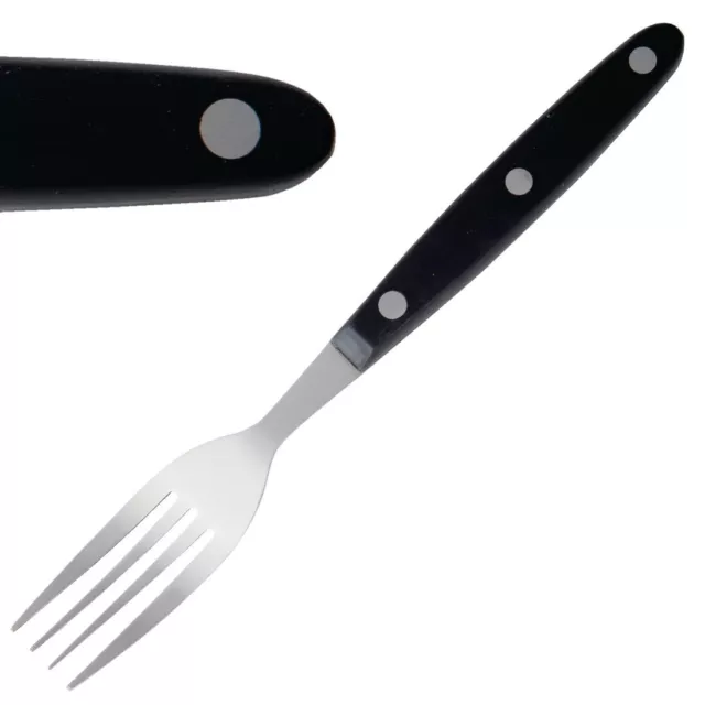 Olympia Steak Forks Black Handle Pack of 12 - C135