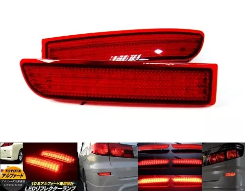 2x Red Bumper Reflector LED Brake Stop Light Fit For Toyota Alphard Avensis RAV4