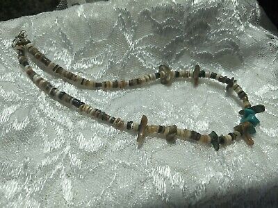 SOUTHWESTERN 3 TURQUOISE, mixed stone heshi beads NECKLACE 16 Old Pawn