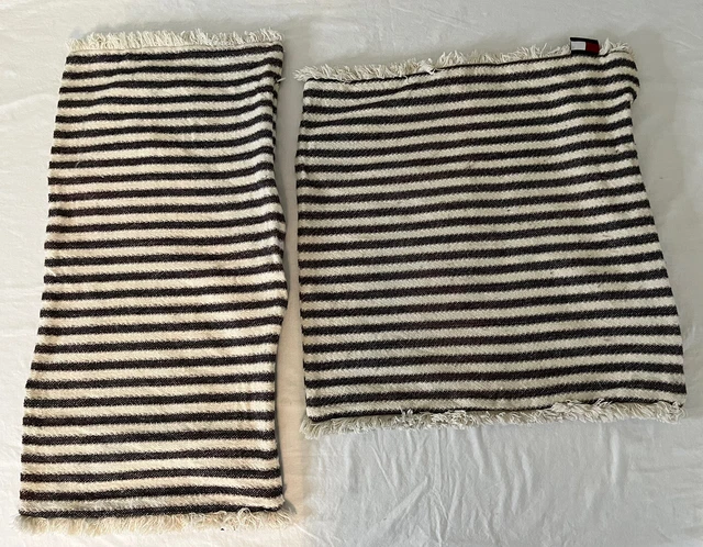 Tommy Hilfiger 2 Throw Pillow Shams BlackWhite Striped Square Lumbar Farmhouse
