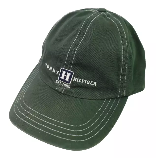 Tommy Hilfiger Hat Baseball Cap Green Adjustable Leather Strap Back One Size