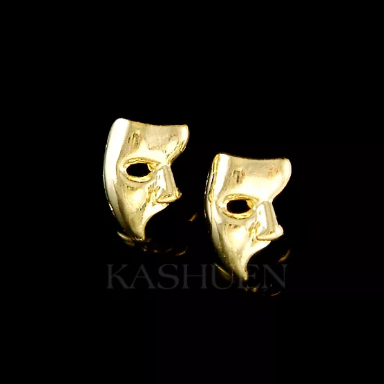 ~Phantom of the Opera~ Masquerade Mask Broadway Musical Gold Tone Stud Earrings