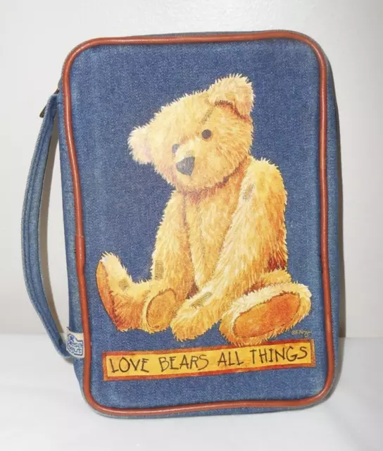 Book Holder LOVE BEARS ALL THINGS Gregg Gifts Teresa Kogut Denim Carry Case 6x9"