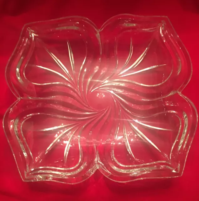 Mikasa Flores Crystal Serving Bowl Platter Dish Large Heavy Flower Shape Scallop