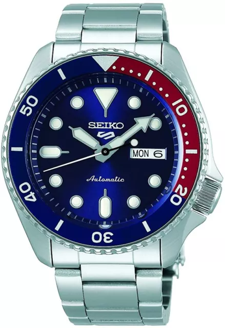 Seiko 5 Herren Automatikuhr mit blauem Zifferblatt und Edelstahlarmband SRPD53K1