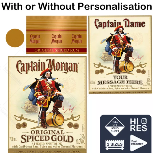 Captain Morgan Label Cake Topper Decoration Edible Icing Print Personalised