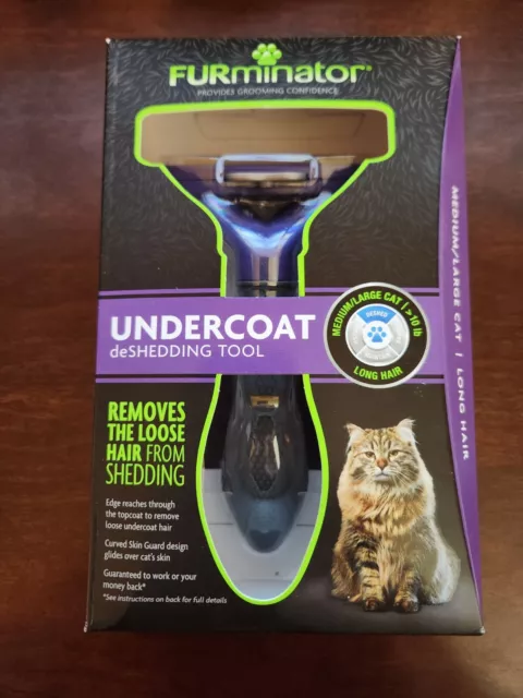 FURminator Undercoat Deshedding Tool, Med/Lg Cat, Long Hair - UPC: 811794929282